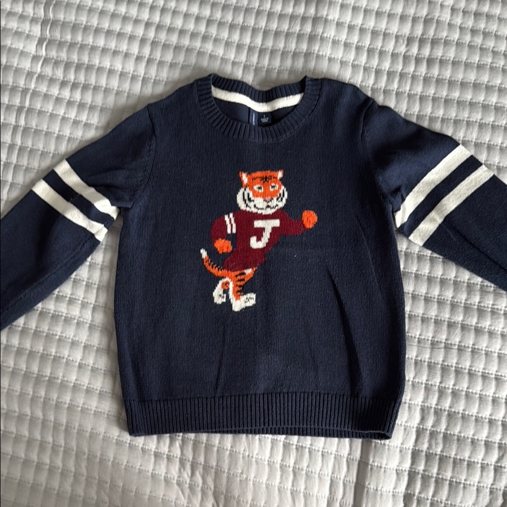 Janie and Jack Navy Sweater with Tiger Design